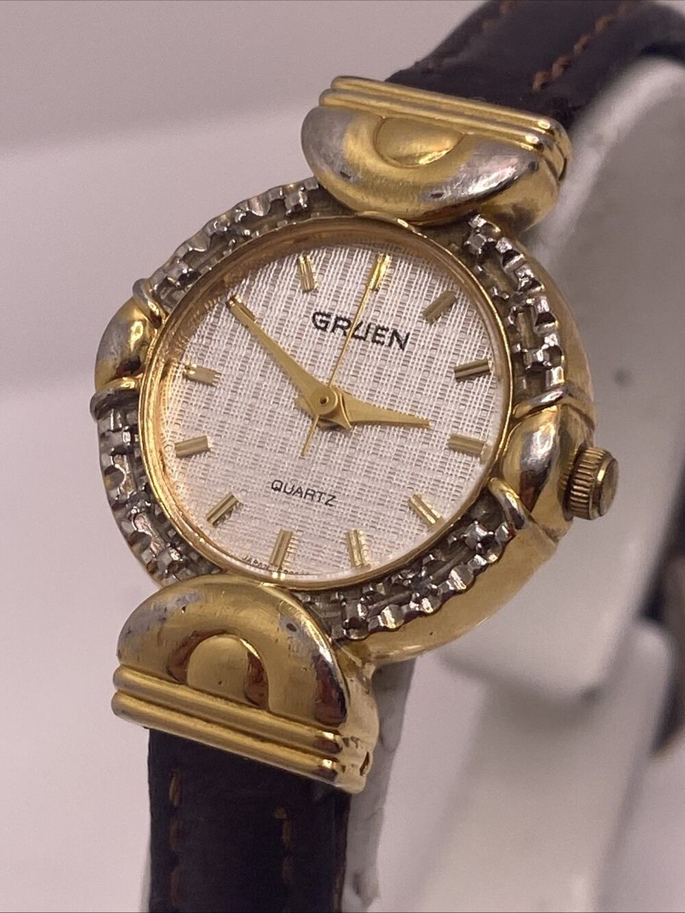 Vintage Gruen Diamond Gold Tone Watch Works New Battery